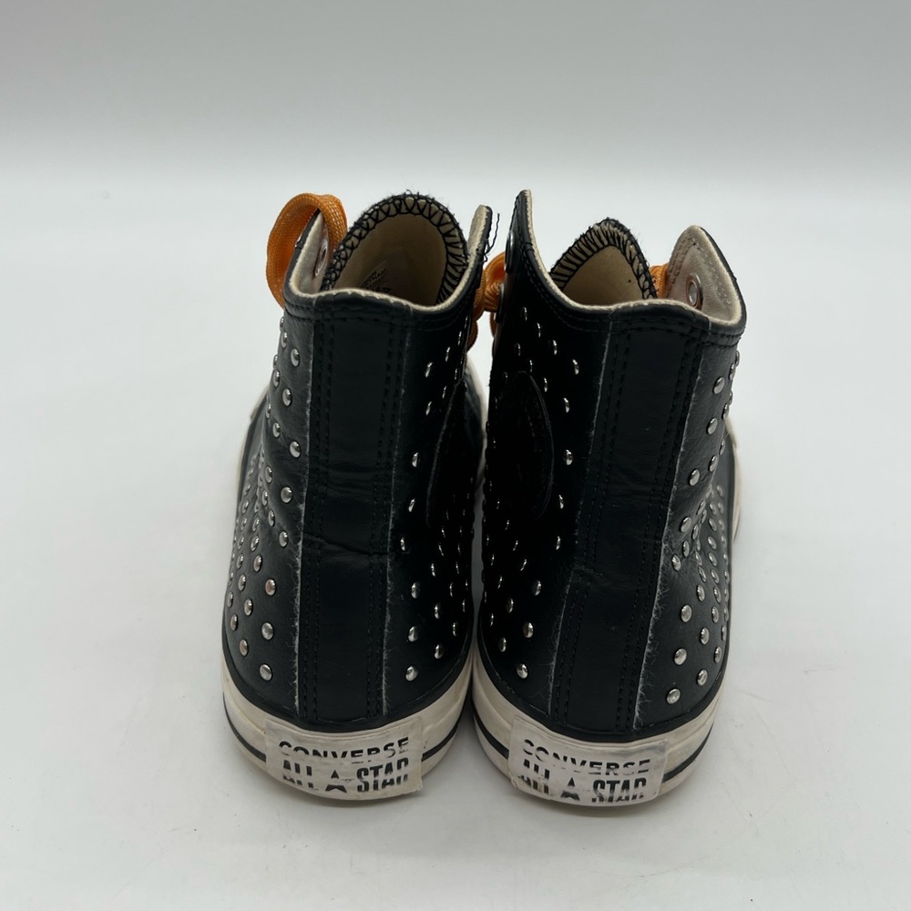 Vintage Converse all star Women Sz 6 Black Leather Sliver Studded Spikes Sneaker - Picture 6 of 13